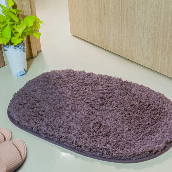 ảnh thảm màu tím Thảm lông hình oval dùng cho phòng tắm, thấm hút cực tốt, chống trơn trượt