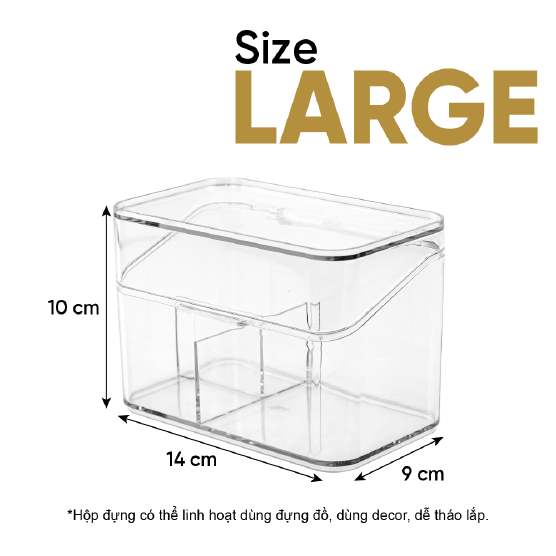 ảnh chính sách đổi trả Hộp nhựa trong suốt 3 ngăn Homeco đựng trang sức, phụ kiện cá nhân có nắp tiện lợi 