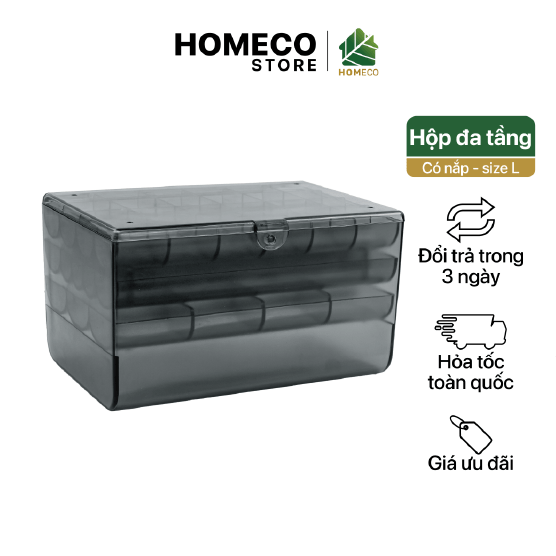 ảnh bìa Hộp nhựa Homeco màu đen 3 tầng 41 ngăn đựng phụ kiện, trang sức tiện lợi