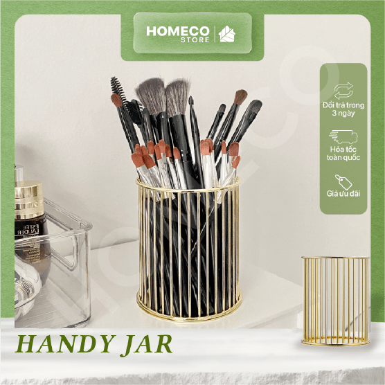 ảnh bìa Hộp (lọ) đựng cọ trang điểm Homeco vàng gold sang trọng
