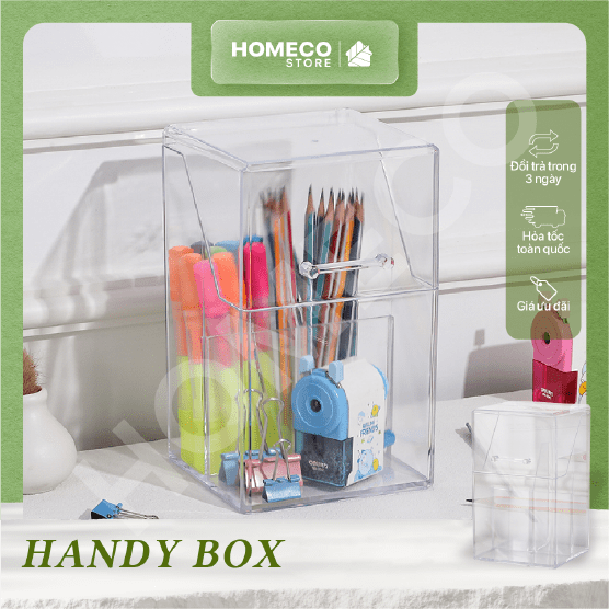 ảnh bìa Hộp đựng cọ trang điểm Homeco hình chữ nhật trong suốt