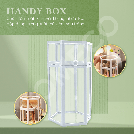 ảnh thông tin sản phẩm Hộp đựng cọ trang điểm Homeco hình lục giác viền trắng tinh tế