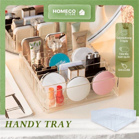 ảnh bìa Khay chia mỹ phẩm, makeup, đồ dùng cá nhân Homeco trong suốt