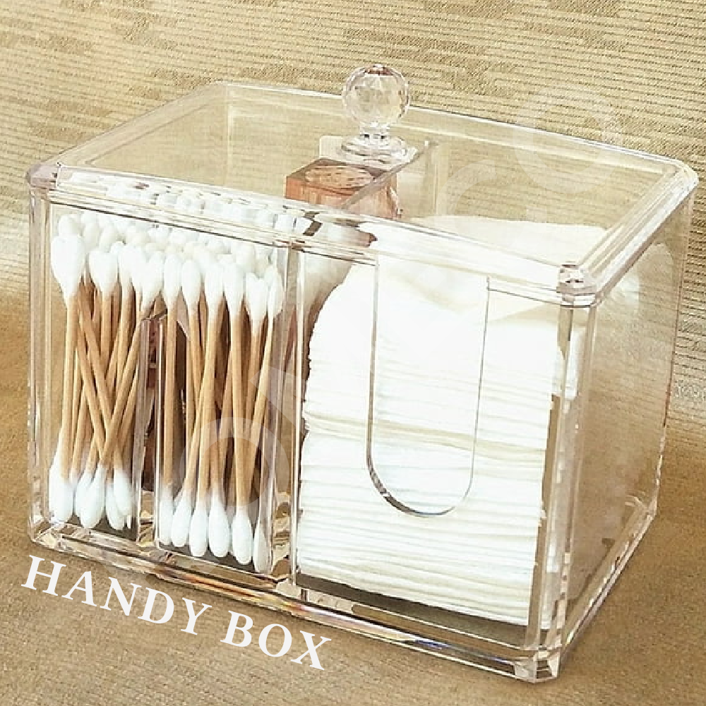 ảnh chính sách đổi trả Hộp đựng bông tăm, tẩy trang đa năng Homeco 2 ngăn trong suốt