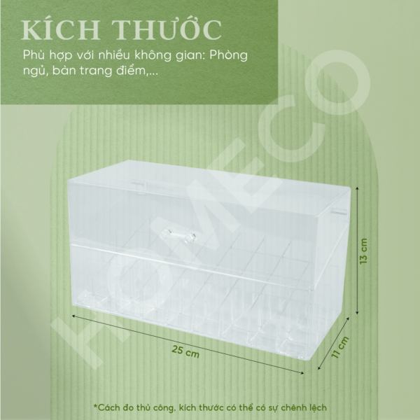 ảnh số 3 Hộp đựng đồ trang điểm 36 ô vuông Homeco trong suốt
