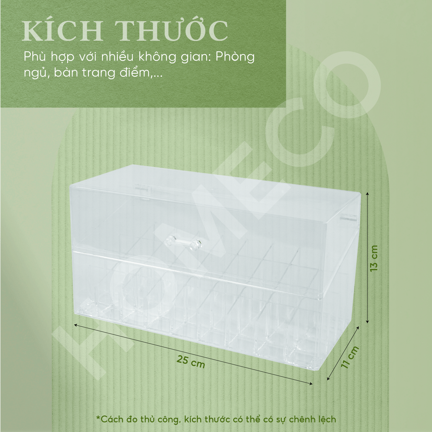 Hộp đựng đồ trang điểm 36 ô vuông Homeco trong suốt ảnh số 3 Hộp đựng đồ trang điểm 36 ô vuông Homeco trong suốt