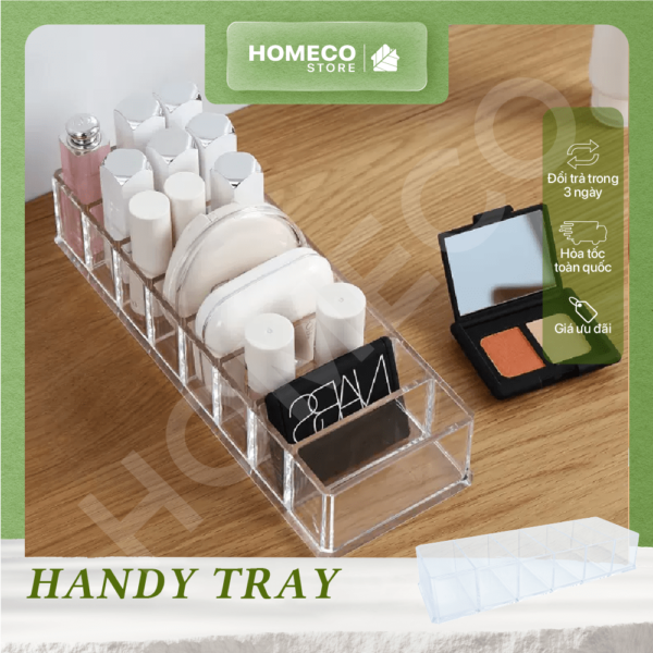 ảnh bìa Khay chia mỹ phẩm, đồ dùng cá nhân Homeco 6 ngăn tháo rời trong suốt