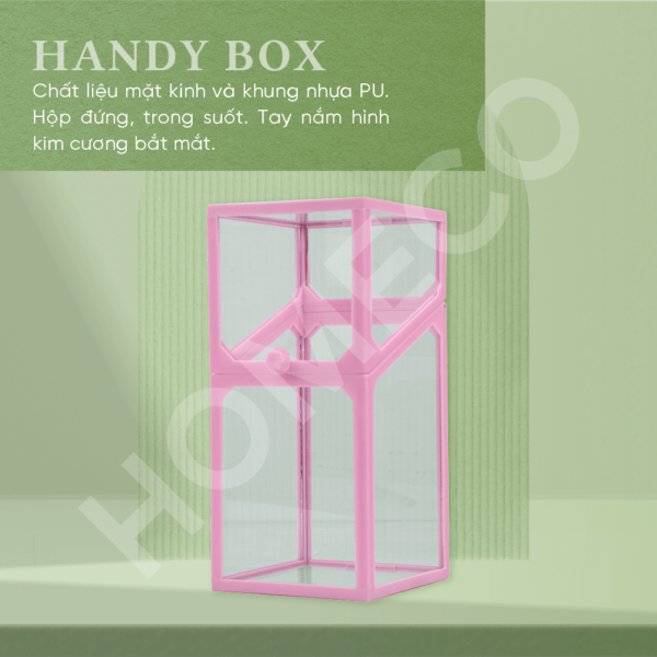 ảnh thông tin sản phẩm Hộp đựng cọ trang điểm Homeco hình chữ nhật viền hồng xinh xắn
