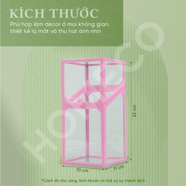 ảnh số 3 Hộp đựng cọ trang điểm Homeco hình chữ nhật viền hồng xinh xắn