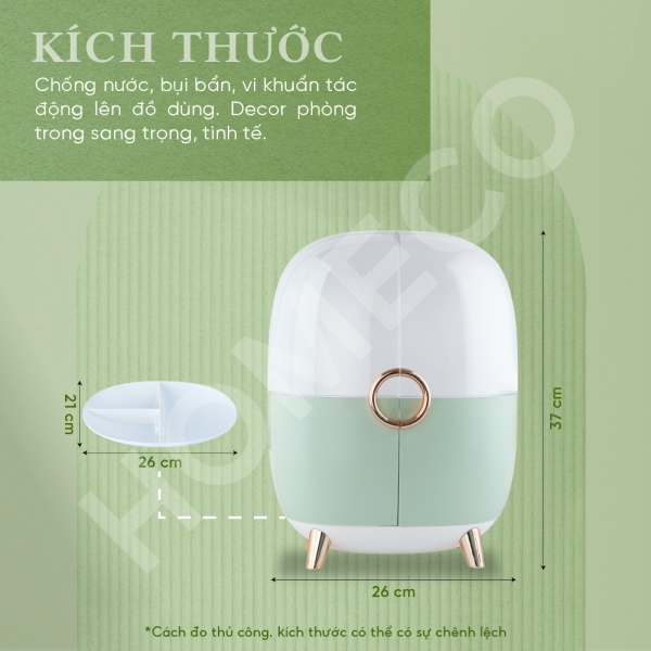 ảnh số 1 Tủ đựng mỹ phẩm mini để bàn Homeco 2 cửa chống bụi cao cấp