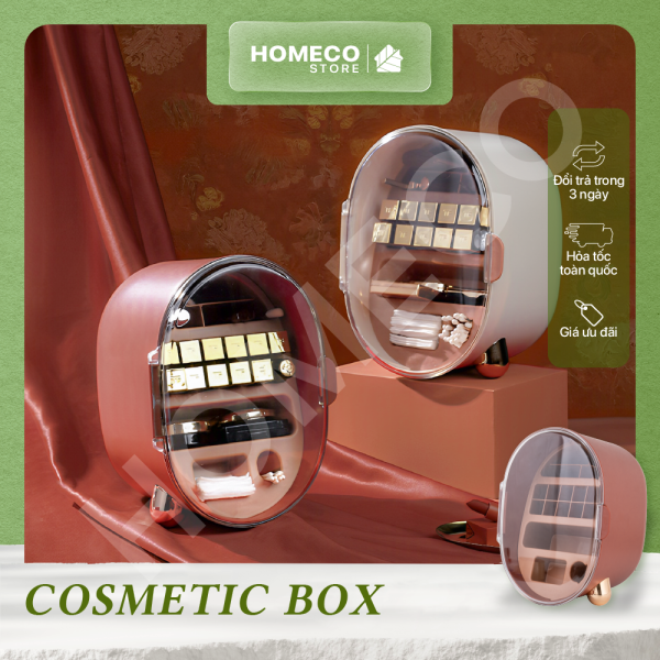 ảnh bìa Tủ đựng mỹ phẩm mini để bàn Homeco 2 cửa chống bụi cao cấp