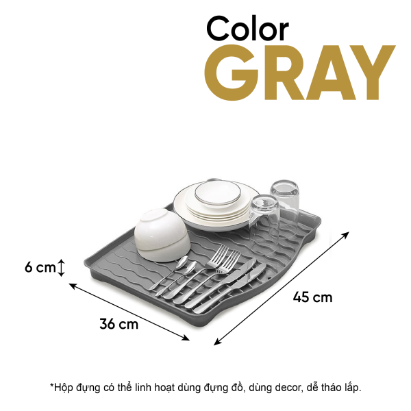 ảnh số 1 Khay nhựa Homeco úp chén màu xám