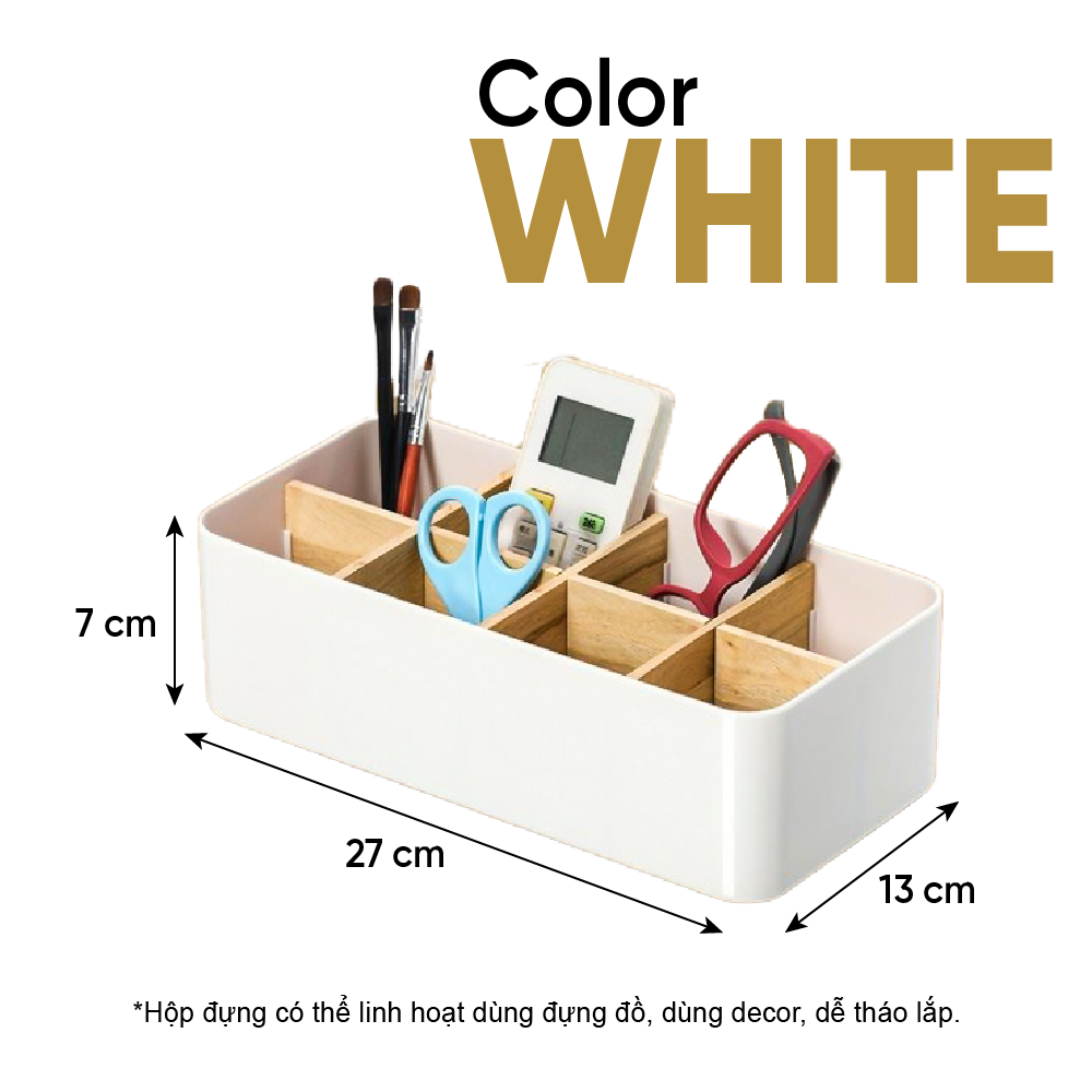 Khay nhựa 8 ngăn Homeco có thanh chắn bằng gỗ đựng đồ tiện lợi ảnh số 1 Khay nhựa 8 ngăn Homeco có thanh chắn bằng gỗ đựng đồ tiện lợi