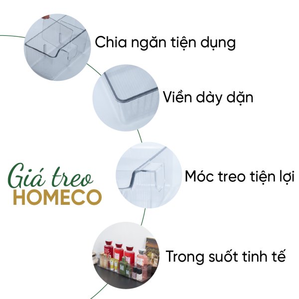 ảnh mô tả sản phẩm Khay đựng đồ đa năng trong suốt Homeco 4 ngăn có thể tháo rời