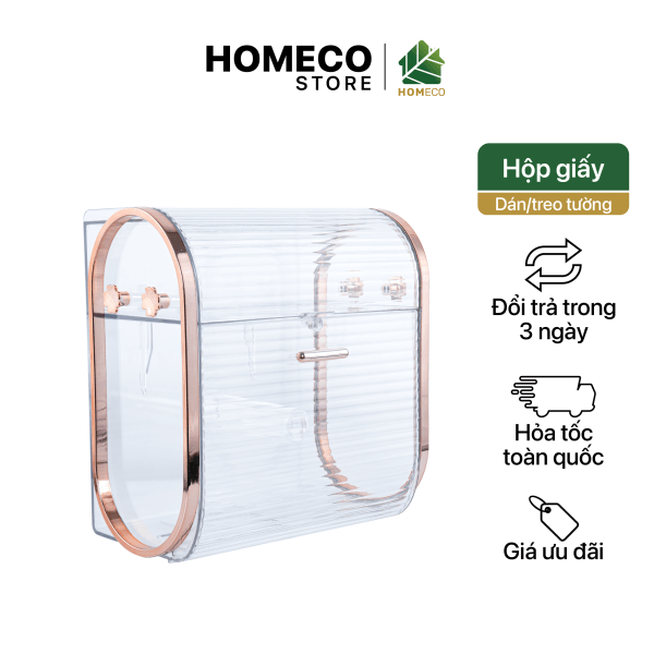 ảnh bìa Hộp đựng giấy vệ sinh 2 ngăn dán tường Homeco trong suốt cao cấp