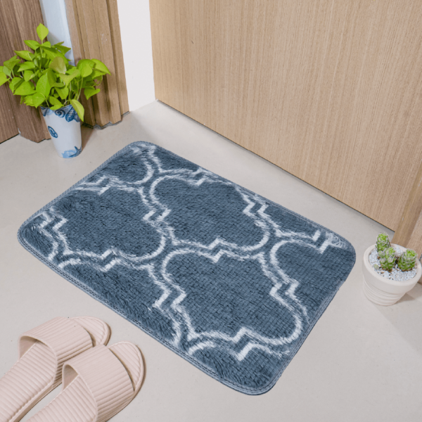 ảnh màu xanh họa tiết Thảm lau chân lông dài êm ái, mềm mại, chống trơn trượt 40x60cm