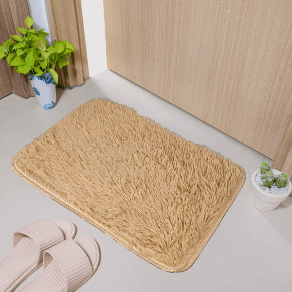 ảnh nâu trơn Thảm lau chân lông dài êm ái, mềm mại, chống trơn trượt 40x60cm