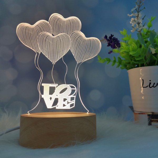 ảnh bìa Đèn ngủ hình bóng bay trái tym để bàn 3D 3 chế độ màu