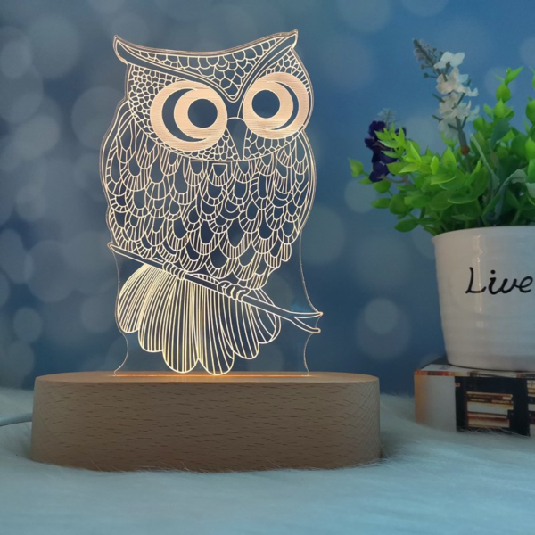 ảnh bìa Đèn ngủ 3D hình Cú mèo để bàn 3 chế độ màu