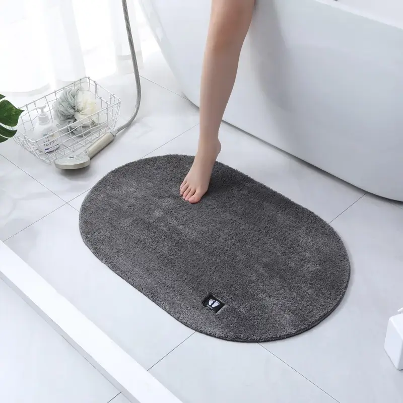 Thảm lông cotton lau chân hình oval 1